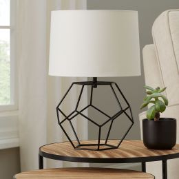 Metal Base Table Lamp with Shade; 16" H