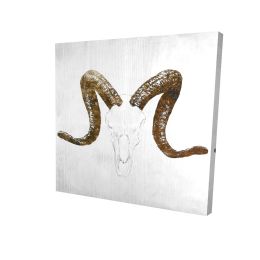 Aeries skull with brown horns - 08x08 Print on canvas