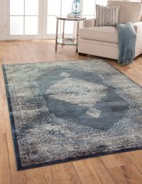 Navy Blue/Silver Area Rug 5x8