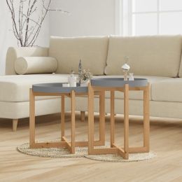 Coffee Tables 2 pcs Gray Engineered Wood and Solid Wood Pine