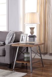 Ikram End Table (2Pc Pk) in Weathered Oak & Sandy Black 81177