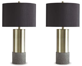 Ashley Jacek Gray+Brass Finish Contemporary Table Lamp (Set of 2) L243164