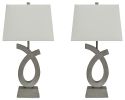 Ashley Amayeta Silver Finish Contemporary Table Lamp (Set of 2) L243134