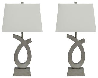 Ashley Amayeta Silver Finish Contemporary Table Lamp (Set of 2) L243134