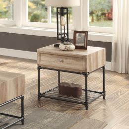 Brantley End Table in Oak &amp; Sandy Black Finish LV00749