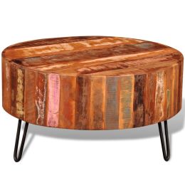 vidaXL Coffee Table Solid Reclaimed Wood Round