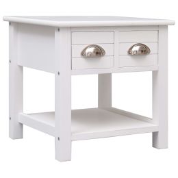 vidaXL Side Table White 15.7"x15.7"x15.7" Paulownia Wood