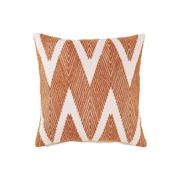 20 x 20 Zippered Cotton Accent Pillow with Herringbone Print; Set of 4; Orange; DunaWest