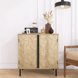 Wooden Cabinet Retro Accent Storage Cabinet with 2 Doors for Entryway;  Living Room