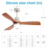 Ceiling Fan with Lights;  52" Ceiling Fan with Remote Control;  Noiseless Reversible DC Motor and 3 Wood Blades;  Timer;  6 Speed for Patio  Bedroom;