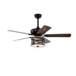 52'' Industrial style Ceiling Fan with Remote (5-Blade);   AC Motor;  5 Fan Blades;  Black;  for Living Room Bedroom