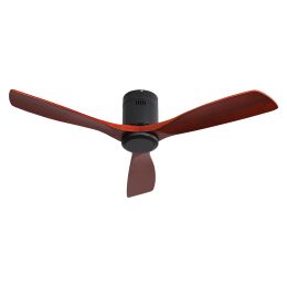 Ceiling Fan ; Remote Control;   52" Matte Black Indoor Outdoor Wood Ceiling Fan with 3 Fan Blades;  Noiseless Reversible DC Motor for Patio Living Roo