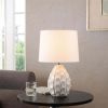 Cream Sculptured Base Ceramic Table Lamp; 16.75"H