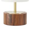 Woodgrain Touch Table Lamp; Walnut Color Base and Brushed Brass Finish