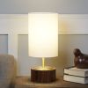 Woodgrain Touch Table Lamp; Walnut Color Base and Brushed Brass Finish