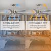 52" Crystal Ceiling Fan with Chandelier Light Kit & Remote Control;  AC Motor;  5-Blades;  Brushed Nickel;  for Living Room Bedroom