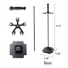 5 Pcs Iron Fireplace Tools Set in Handle Wrought Iron; Fire Tool Set with Log Holder Fire Pit Stand; Black