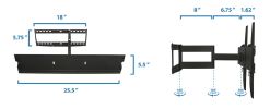 Full Motion TV Mount | Fits 50"-65" TVs | Wall Mount Swivel Mount VESA 600x400