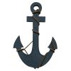 18 Inch Handcrafted Wood Wall Mount Sea Anchor and Rope Accent Decor; Distressed Blue