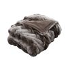 Eus Faux Fur Braided Reverse Flannel Throw The Urban Port; Brown and Gray; DunaWest