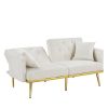 WHITE VELVET SOFA BED