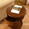 Mid-Century Round End Table,Vintage Small Side Table with Drawer Storage, Couch Side Table Coffee Table Nightstand Solid Wood Frame, Living Room Table