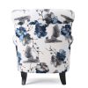 Manon Blue & White Floral Print Fabric Club Chair