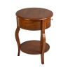 Mid-Century Round End Table,Vintage Small Side Table with Drawer Storage, Couch Side Table Coffee Table Nightstand Solid Wood Frame, Living Room Table