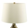 Pelion 20&quot; Modern LED Bedside Table Lamp with Linen Shade and Glass Base