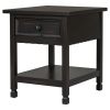 U-Can Classical Black&amp;White End Table with Open Styled Shelf Large Storage Space; Side Table Drawer with Metal Handles for Living Room