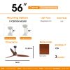 56 Inch Ceiling Fan Light With 6 Speed Remote Energy-saving DC Motor Matte Black