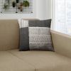 Dae 24 x 24 Square Handwoven Accent Throw Pillow; Cotton Dhurrie; Classic Kilim Pattern; Gray; Off White