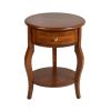 Mid-Century Round End Table,Vintage Small Side Table with Drawer Storage, Couch Side Table Coffee Table Nightstand Solid Wood Frame, Living Room Table