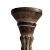 Benzara Handmade Wooden Candle Holder with Pillar Base Support; Distressed Brown; Set of 3