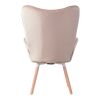 Velvet Accent Chair Ottoman Set for Living Room; Wing Back Armchair Tufted Back Upholstery Living Room Chairs - PINK