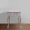 2 Drawer Mango Wood Console Table with Floral Carved Front; Brown and White; DunaWest