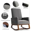 Rocking High Back Upholstered Lounge Armchair with Side Pocket