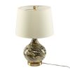 Pelion 20&quot; Modern LED Bedside Table Lamp with Linen Shade and Glass Base