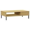 vidaXL Coffee Table with Metal Legs Brown Solid Wood Pine OSLO