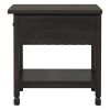 U-Can Classical Black&amp;White End Table with Open Styled Shelf Large Storage Space; Side Table Drawer with Metal Handles for Living Room