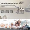 52" Crystal Ceiling Fan with Chandelier Light Kit & Remote Control;  AC Motor;  5-Blades;  Brushed Nickel;  for Living Room Bedroom