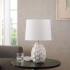 Cream Sculptured Base Ceramic Table Lamp; 16.75"H