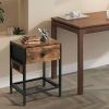 Nightstand with Drawer; Sofa Side Table with Charging Station End Table for Bedroom; Living Room; College Dorm