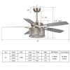 52" Crystal Ceiling Fan with Chandelier Light Kit & Remote Control;  AC Motor;  5-Blades;  Brushed Nickel;  for Living Room Bedroom