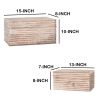 Wooden Decorative Storage Box with Block Stripe Pattern; Set of 2; Whitewash