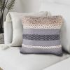 18 x 18 Handcrafted Cotton Accent Throw Pillow; Geometric Lined Pattern; Woven Yarn; Multicolor; DunaWest