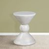 Farmhouse End Table with Spool Shape Design and Wooden Body; White; DunaWest