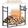 33 Inch Firewood Rack with Removable Kindling Holder Steel Fireplace Wood