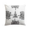 18 x 18 Square Cotton Accent Throw Pillow; Meditating Buddha; Tree Print; White; Black; DunaWest