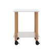 2-Piece White+Oak Side Table ; 2-Tier Space End Table ; Modern Night Stand; Sofa table; Side Table with Storage Shelve